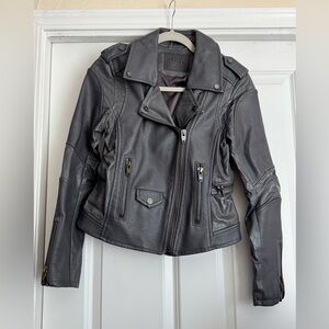 BLANKNYC Size Small Solid Dark Grey Faux Leather Motorcycle Biker Jacket